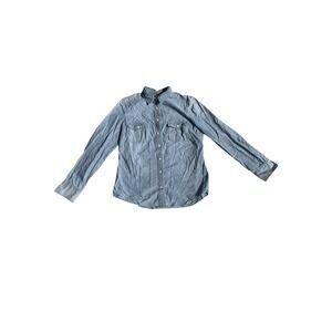J.Crew‎ Women Blue Chambray Button Down Shirt Roll Tab Sleeve Size S Cotton